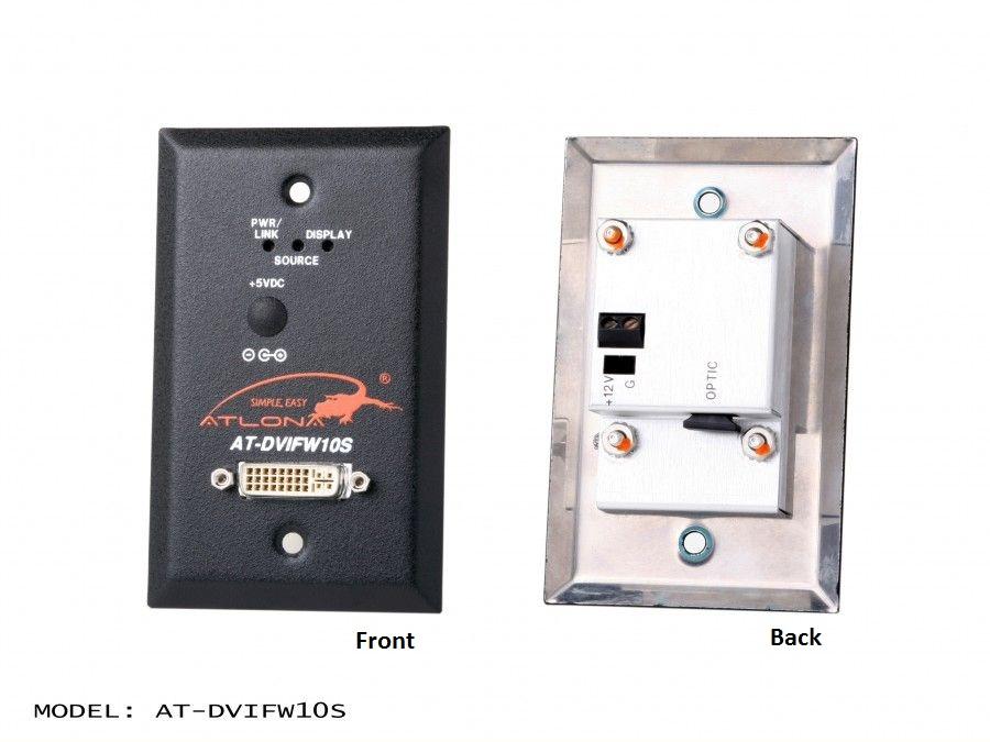 Atlona AT-DVIFW10S-b Wall Plate Style DVI Extender (Transmitter) over single Multi Mode Fiber with HDCP/EDID Support