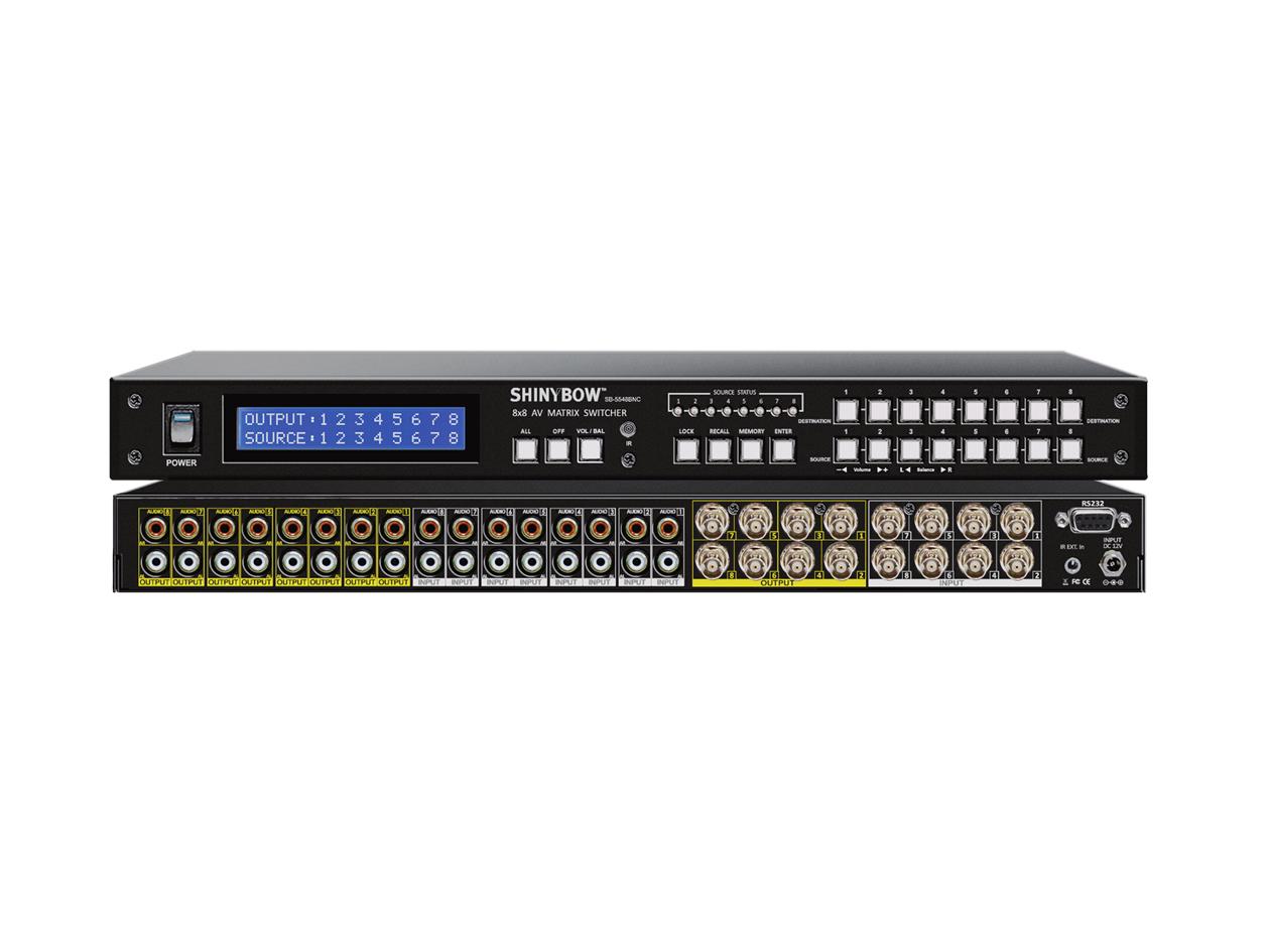 Shinybow SB-5548BNC 8x8 Composite Video Matrix Switcher w Stereo Audio (BNC)