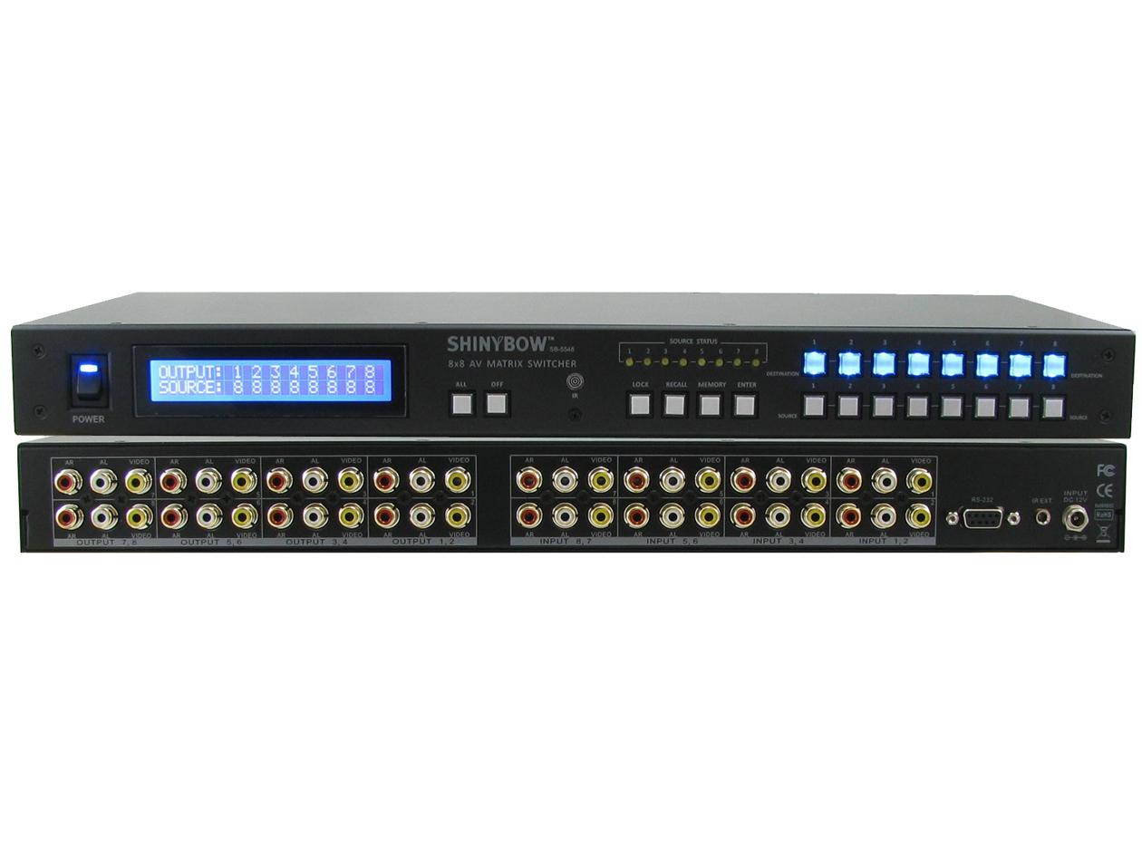 Shinybow SB-5548LCM 8X8 Composite Video Matrix Switcher w Stereo Audio