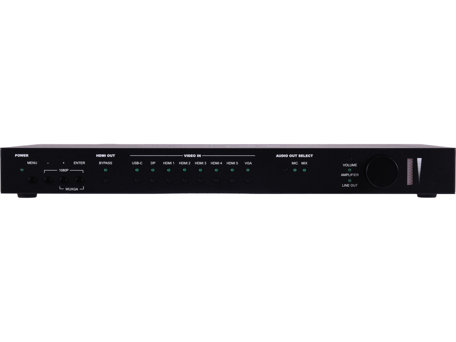 A-NeuVideo ANI-8X2MFS 8x2 4K60Hz Multi-Format HDMI/DP/USB-C/VGA to HDMI/HDBaseT Scaler Presentation Switch with Audio