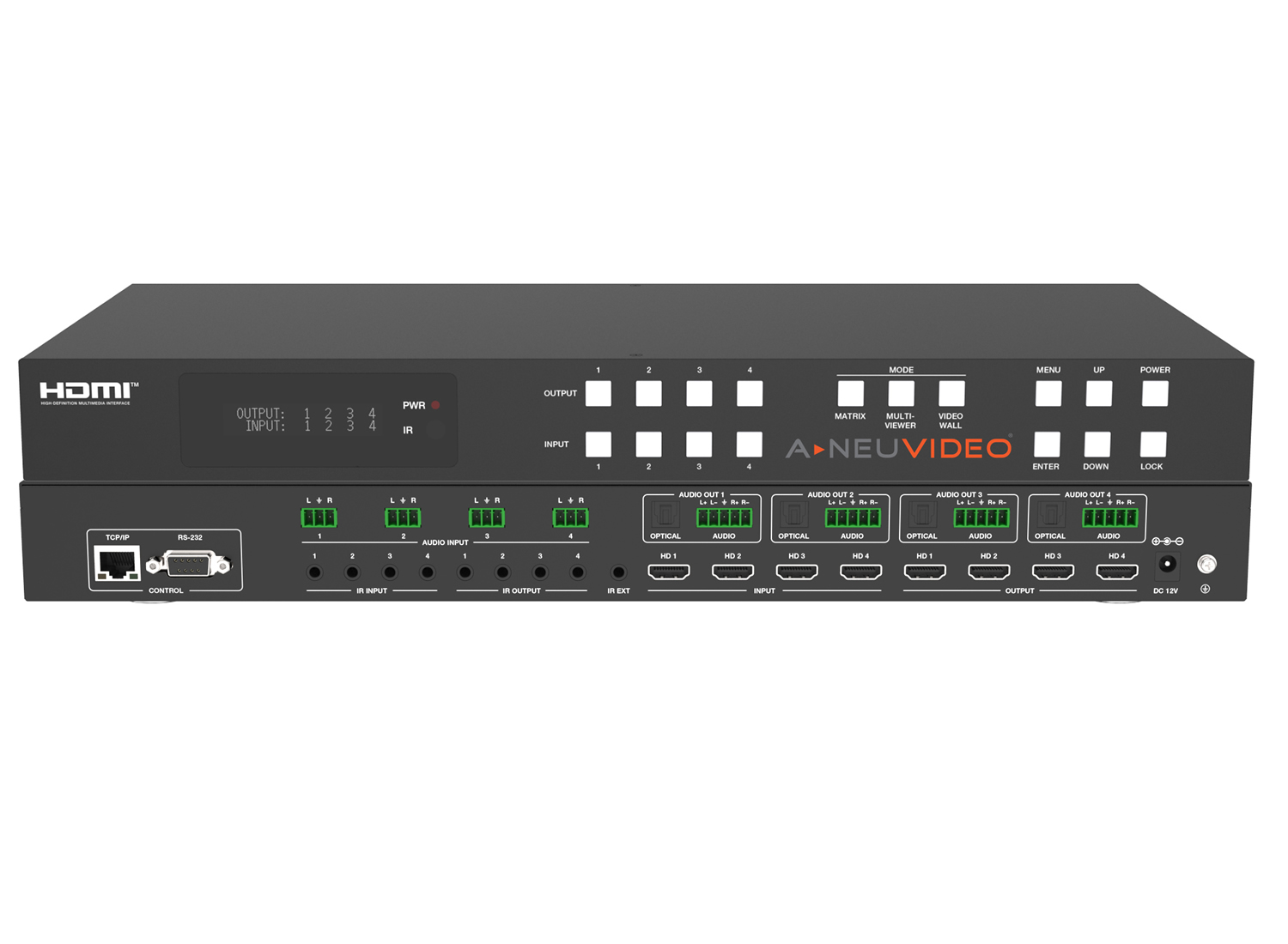 A-NeuVideo ANI-PIP-44UHD 4x4 4K60 UHD HDR Quad/PiP/PoP Multiviewer Seamless Video Switcher