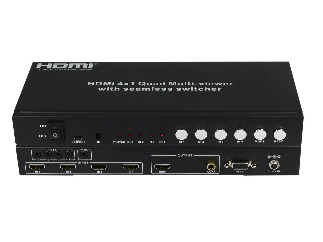 HDMI multiviewer with quad view and multiple inputs