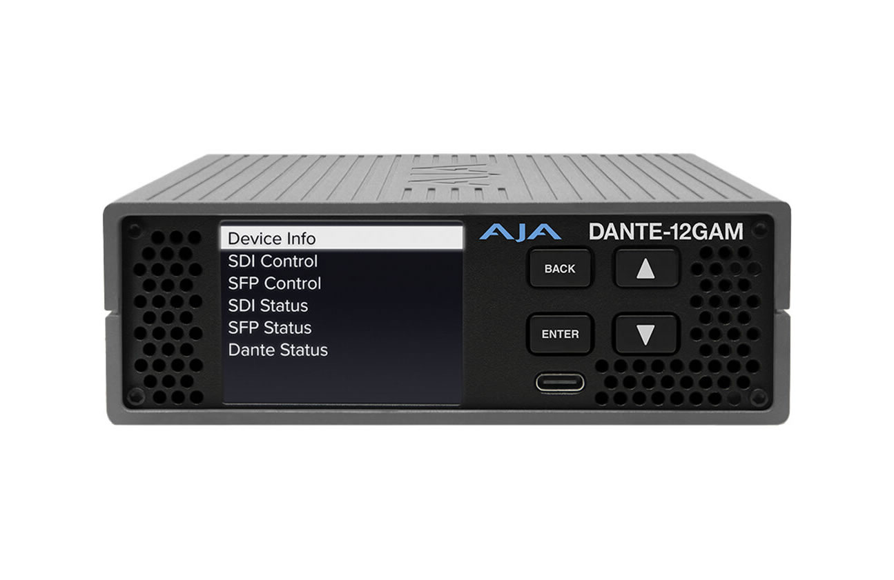 AJA DANTE12G-LC-R0 12G-SDI Dante Audio Bridge / 64-Channel Embedder/Disembedder / LC Fiber SFP