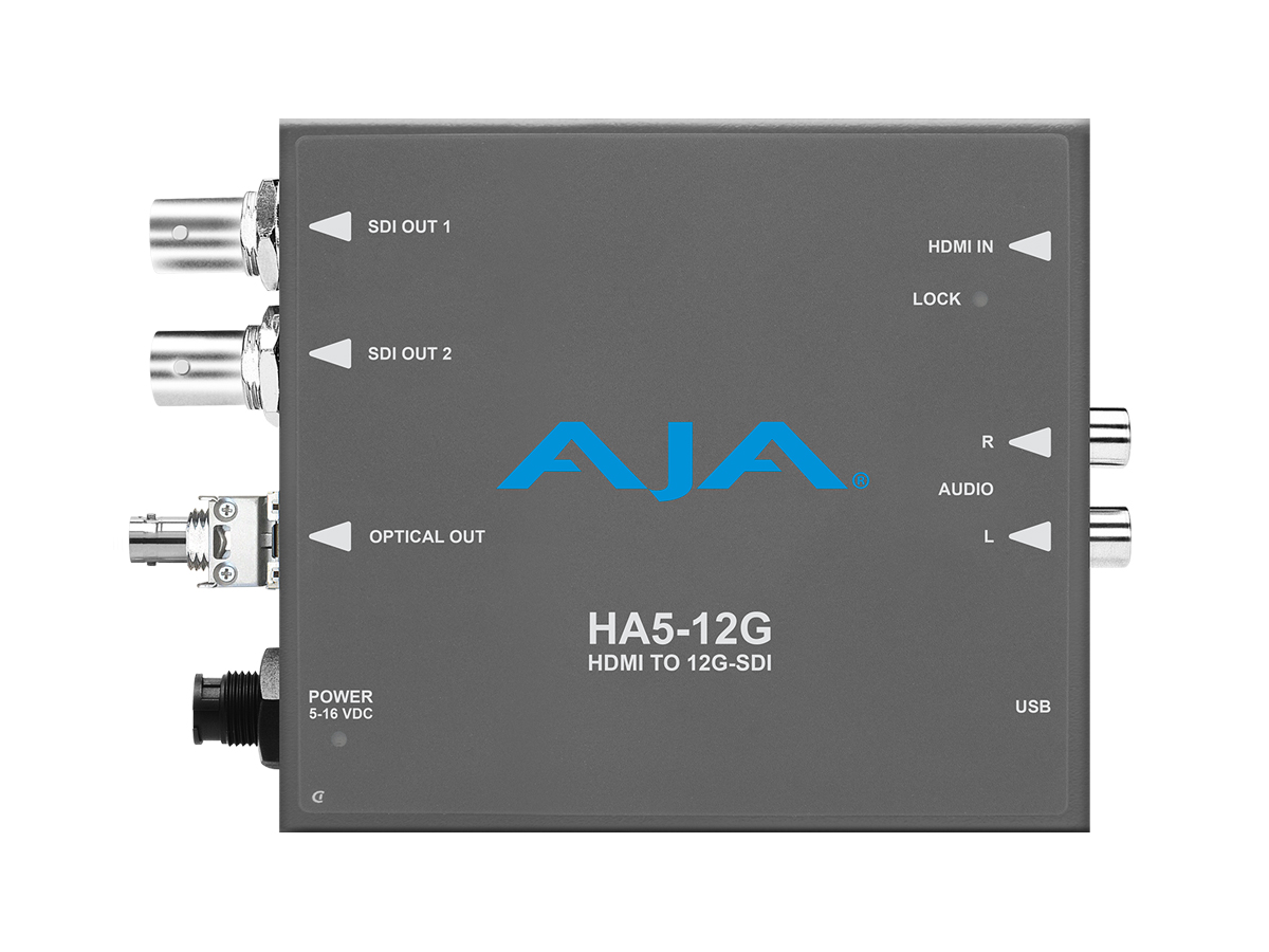 AJA HA5-12G-T-ST HDMI 2.0 to 12G-SDI Conversion with ST Fiber Transmitter
