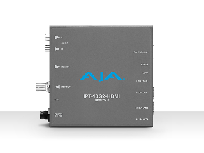 AJA IPT-10G2-HDMI HDMI to SMPTE ST 2110 Video and Audio IP Encoder with Hitless Switching