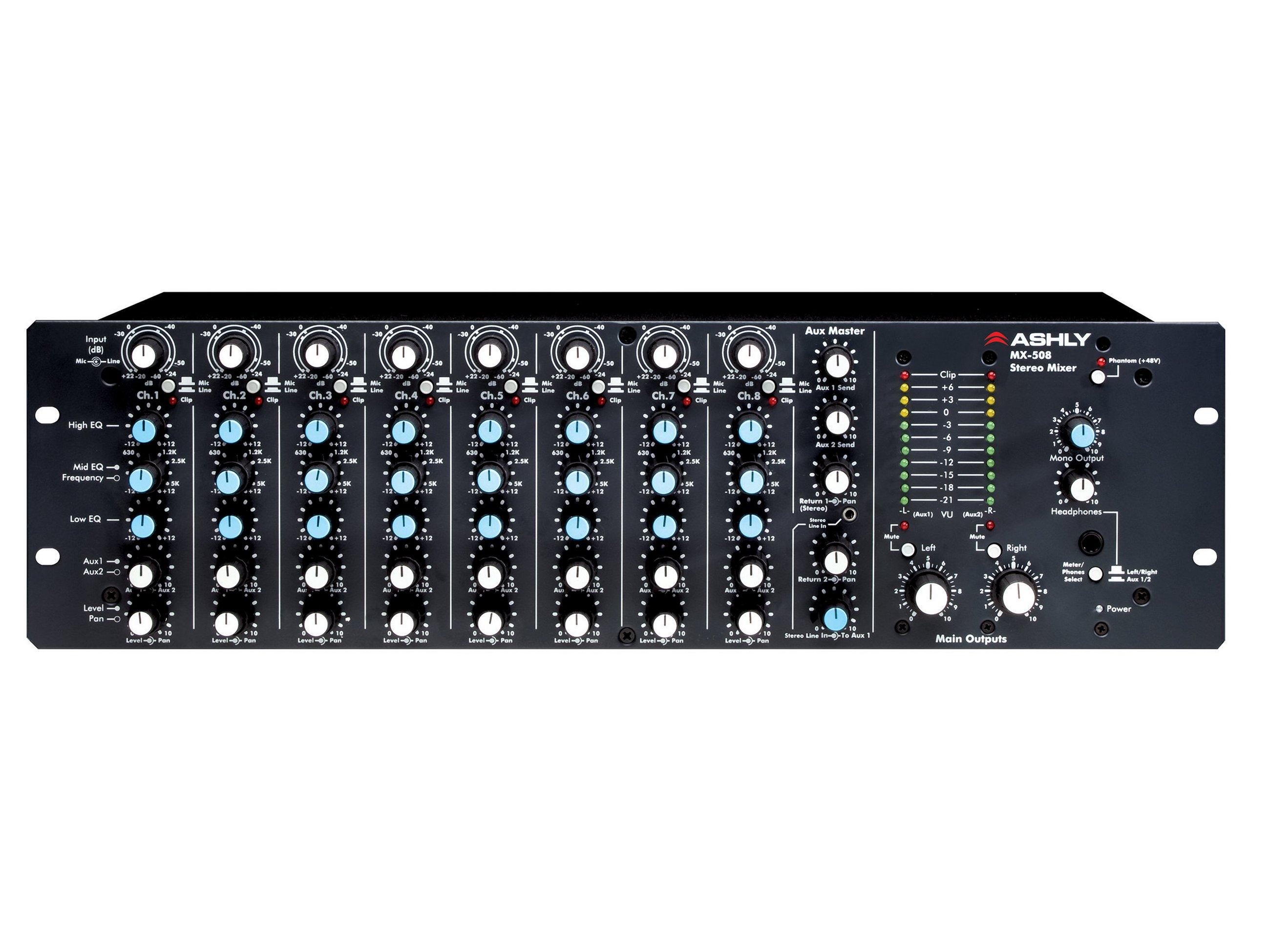 Ashly MX-508 Mixer 8 Input Stereo with EQ and Sends/3U