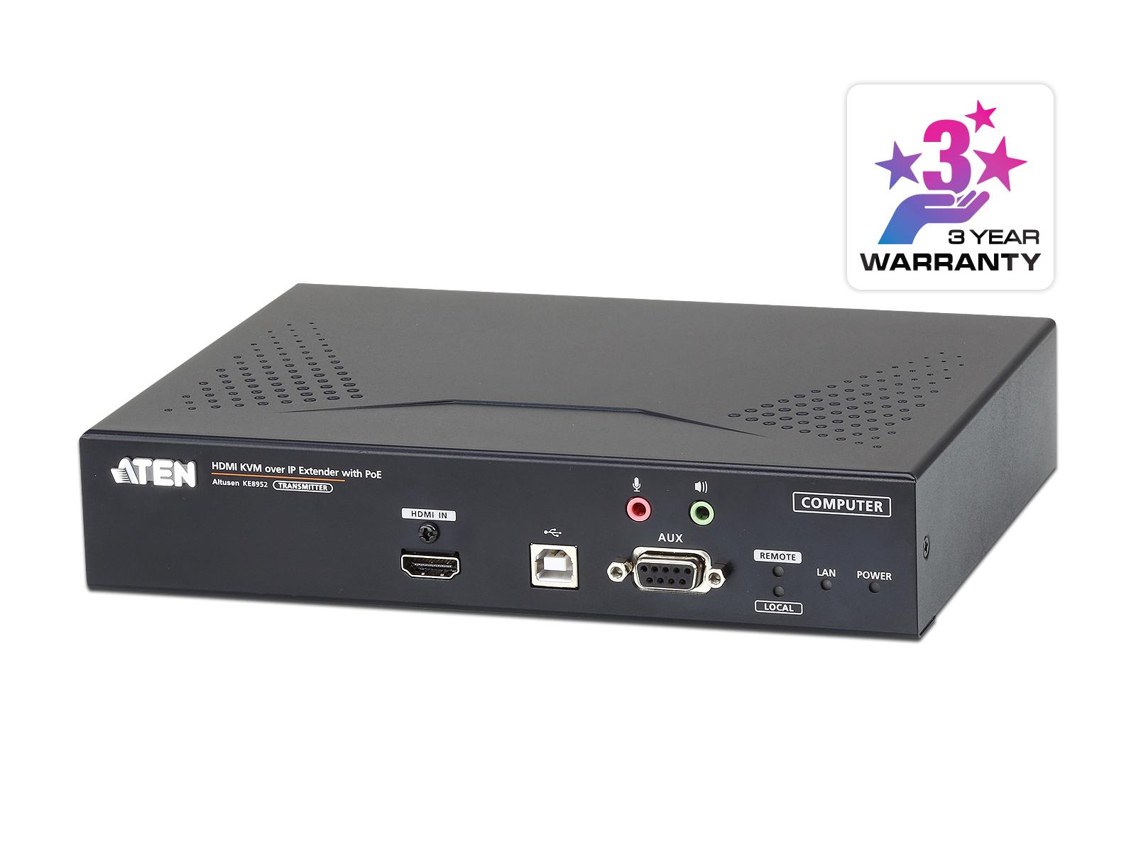 Aten KE8952T 4K HDMI Single Display KVM over IP Extender (Transmitter) with PoE