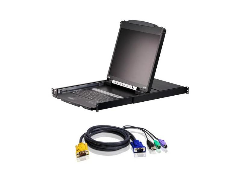 Aten CL5808NcKit 8-Port 19in Dual Rail LCD KVM Kit with Eight Cables