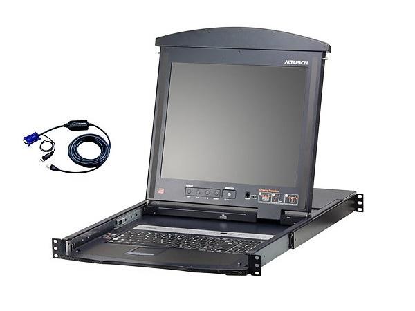 Aten KL1508AMUKit 8-port 17in Dual Rail LCD KVM Switch and Cable Bundle