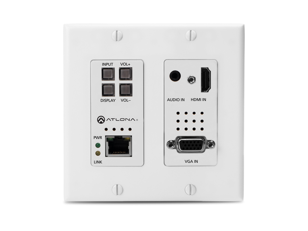 Atlona AT-HDVS-200-TX-WP 2x1 Wall Plate Switcher for HDMI/VGA in w HDBaseT out