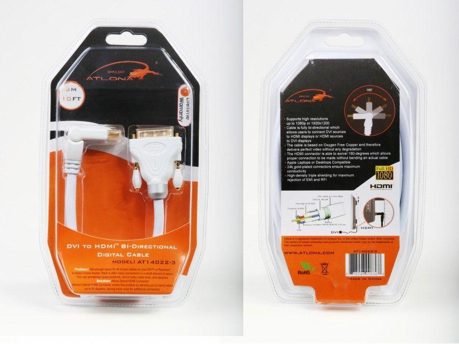 Atlona AT14022-3 10FT DVI to HDMI BI-Directional Digital Cable