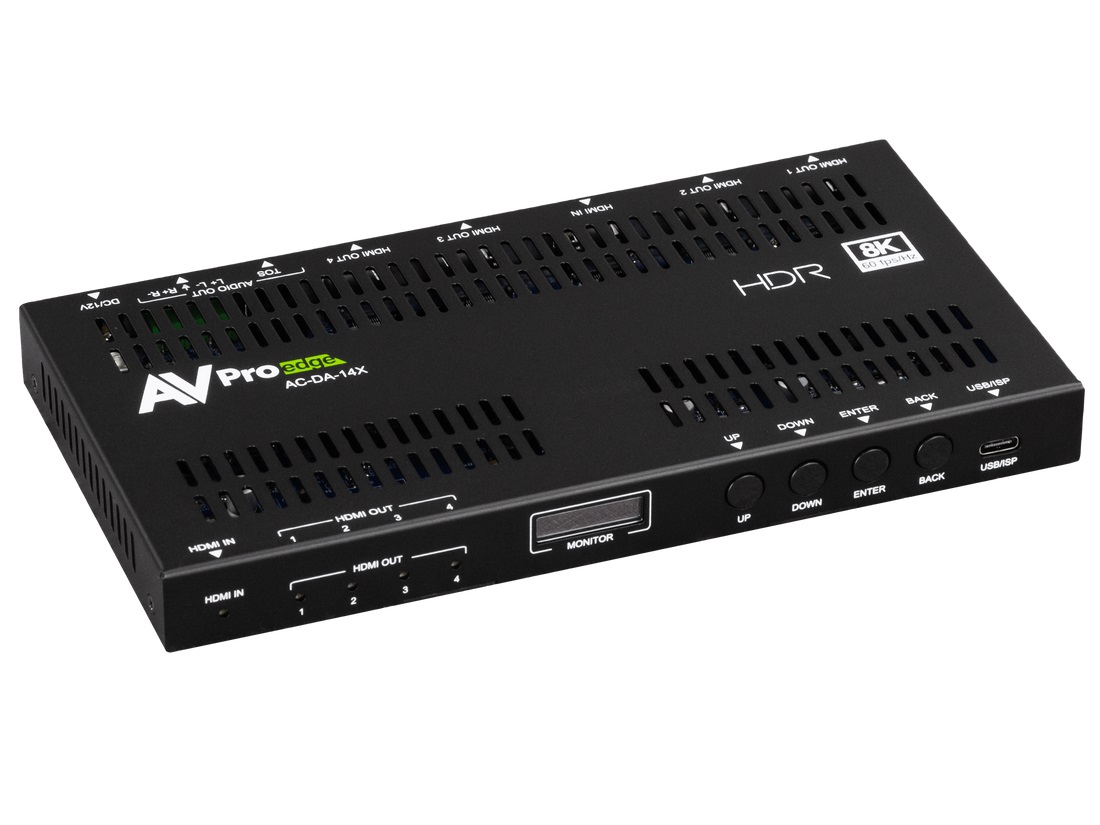 AVPro Edge AC-DA-14X 8K 40Gbps 1x4 Distribution Amplifier with Advanced EDID Management