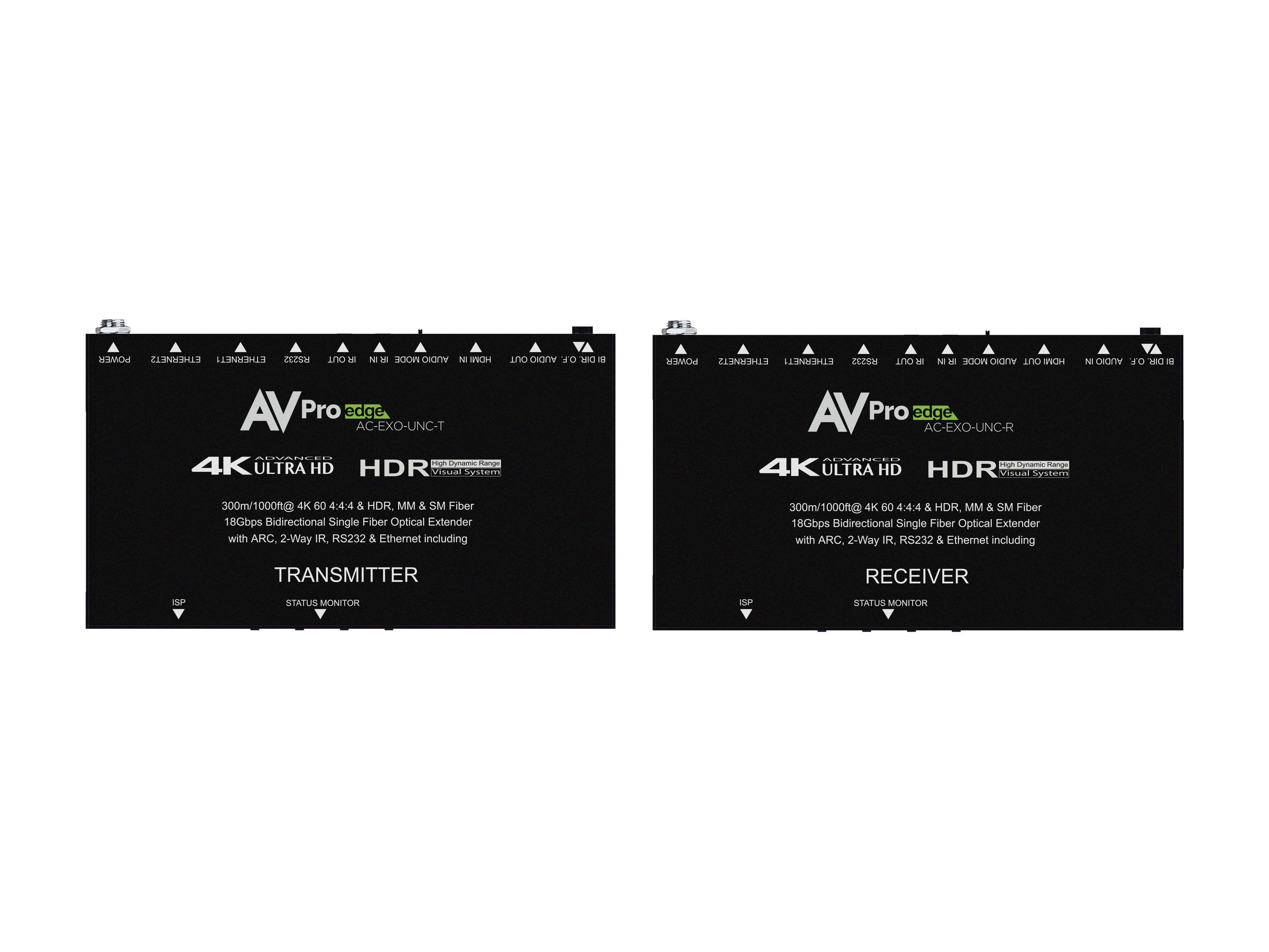 AVPro Edge AC-EXO-UNC-KIT 4K60 18Gbps HDR HDMI Extender (Transmitter/Receiver) Kit via Optical Fiber up to 2 Km