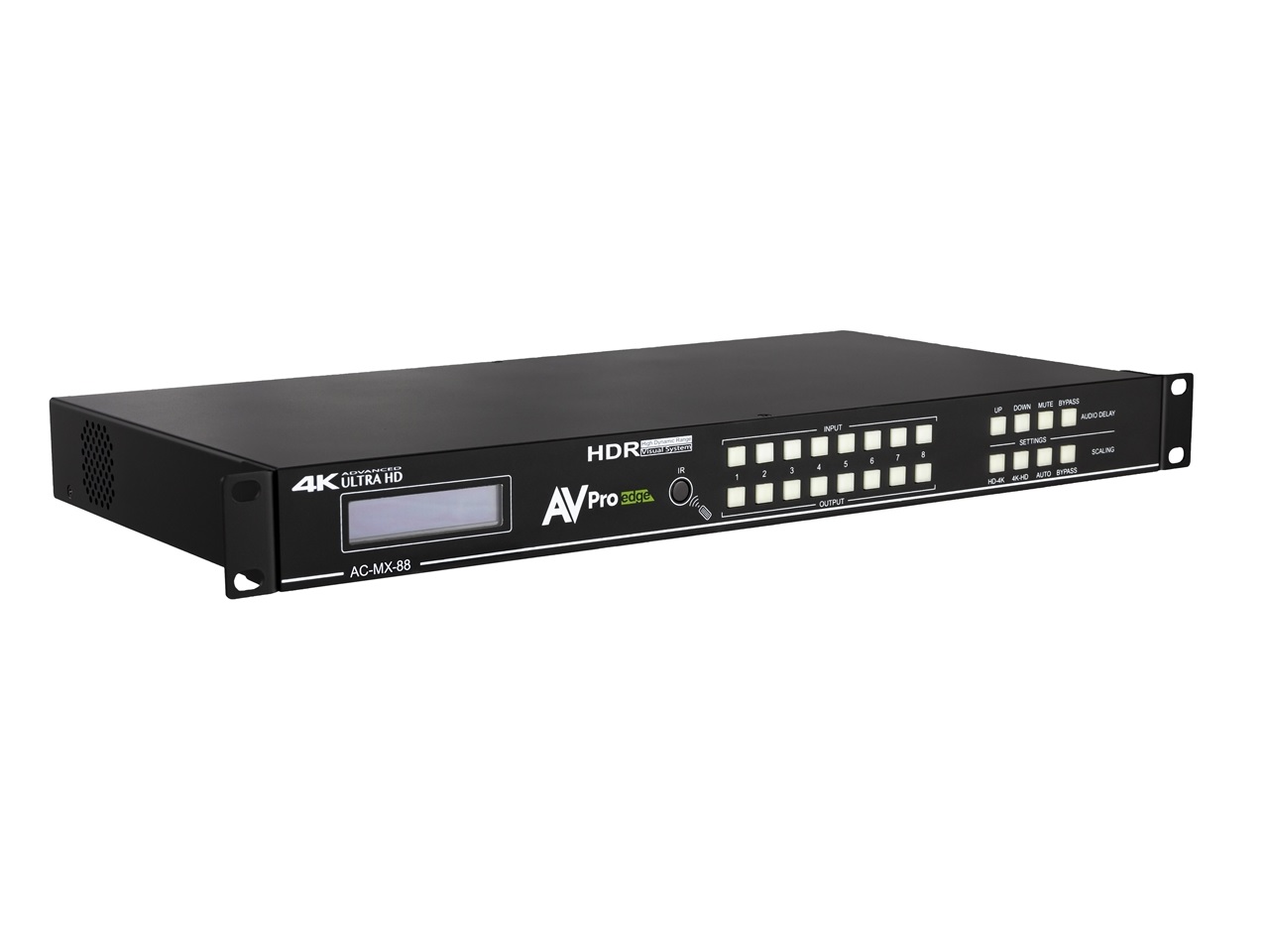 AVPro Edge AC-MX-88 18Gbps 4K60 8x8 Matrix with Digital Audio and Balanced Audio Out/Built in 4K Down Scalers and On Board Audio Delay Control