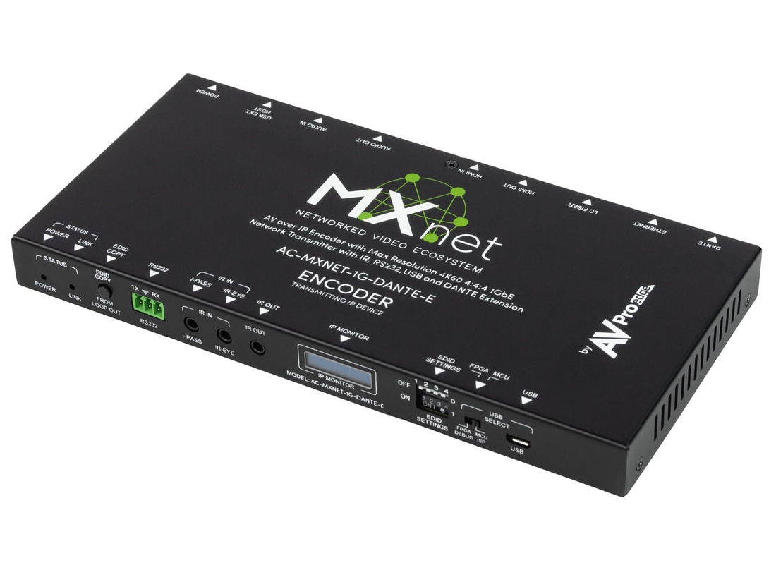 AVPro Edge AC-MXNET-1G-DANTE-E MXNet 1G Encoder/Transmitter Device with Dante