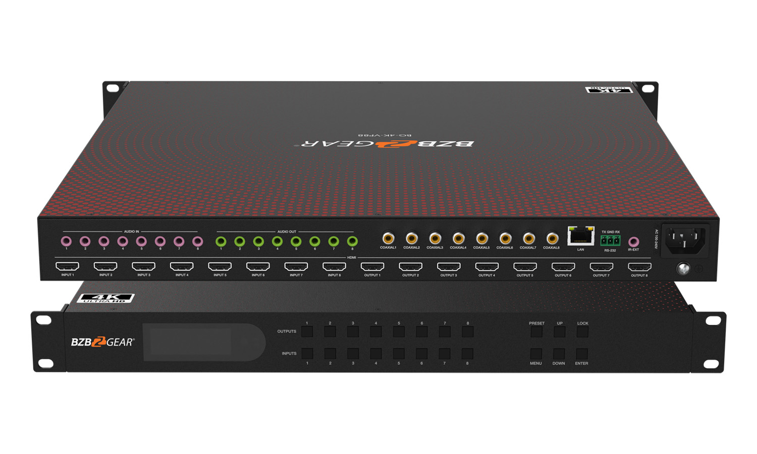 BZBGEAR BG-4K-VP88 8x8 4K UHD Seamless HDMI Matrix Switcher/Video Wall Processor/MultiViewer with Scaler/IR/Audio/IP and RS-232