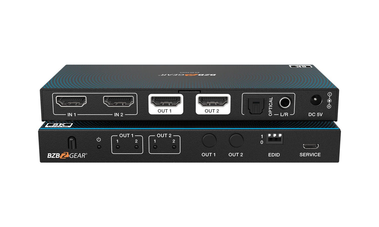 BZBGEAR BG-8K-22MA 2x2 8K UHD HDMI 2.1 Matrix Switcher with Audio De-embedder (8K60, 4K120 4:4:4 10bit VRR, FVA, ALLM support)