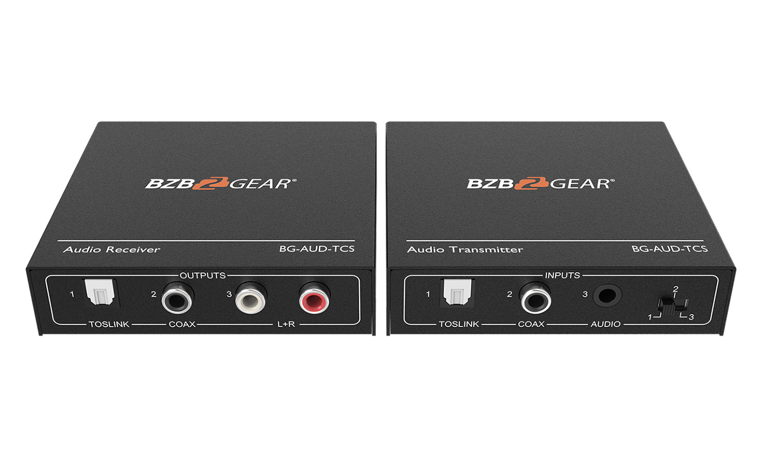 BZBGEAR BG-AUD-TCS Long Range Digital/Analog Audio Extender Kit over Cat5e/6/7 up to 950ft (Stereo/TOSLINK/COAX)