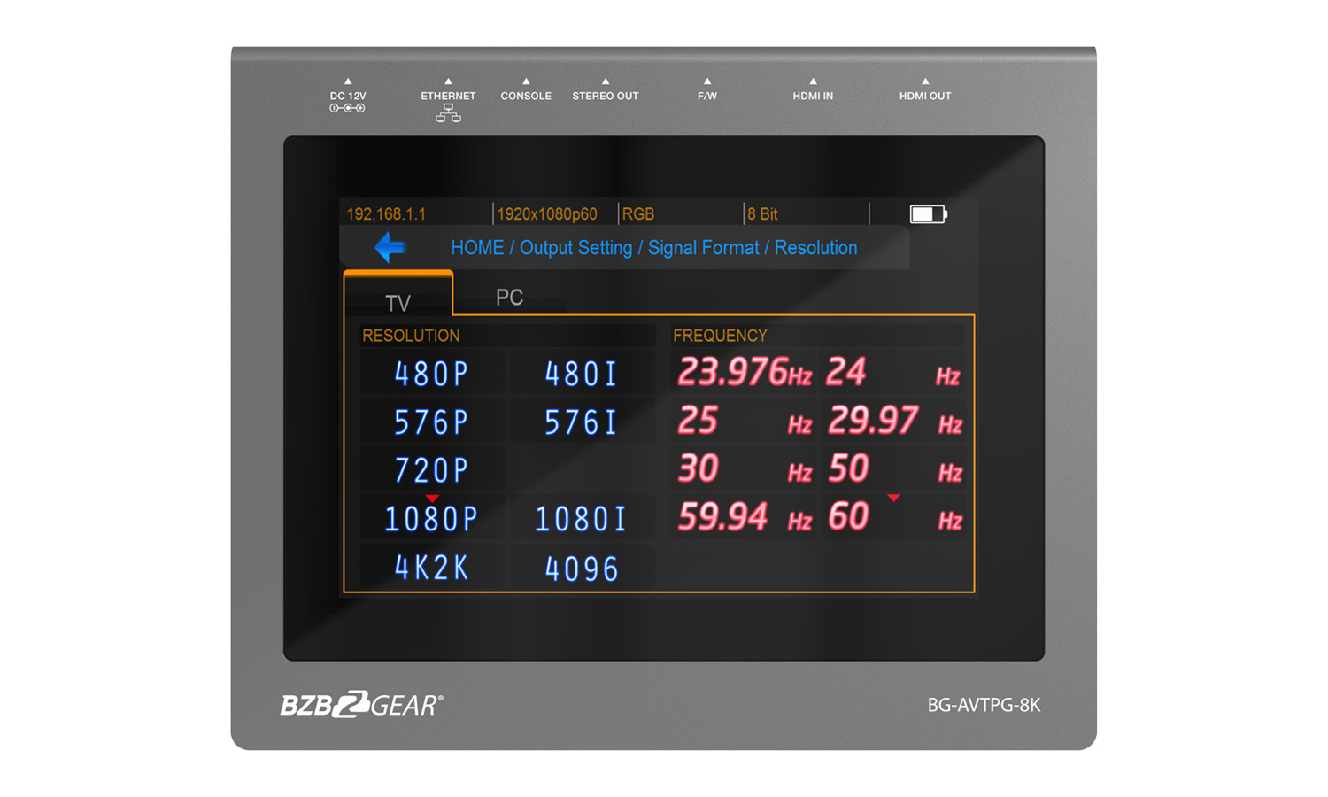 BZBGEAR BG-AVTPG-8K 8K UHD HDMI 2.1 48Gbps Advanced Signal Test Generator and Analyzer (1080p FHD/4K120 UHD/8K60)