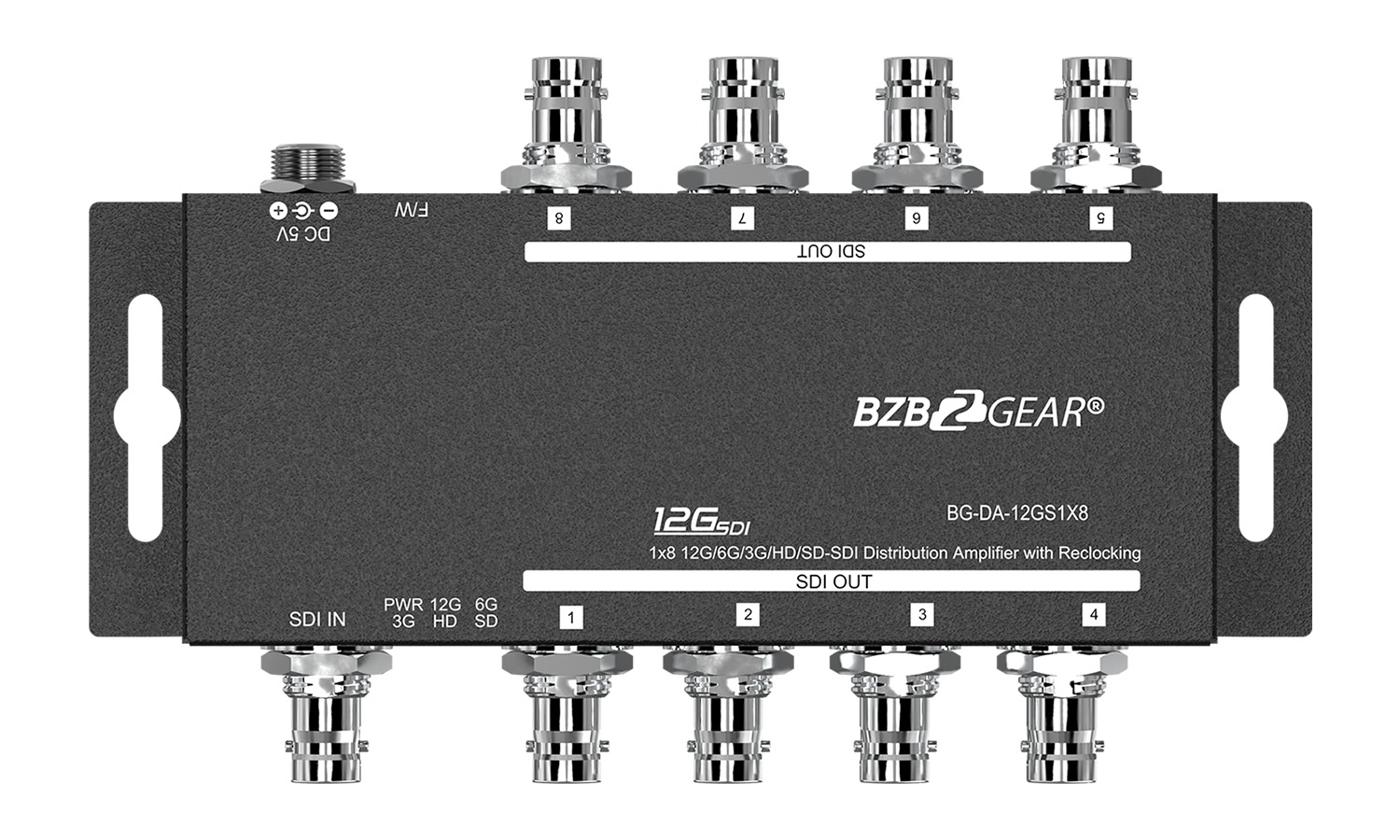 BZBGEAR BG-DA-12GS1X8 4K UHD 12G-SDI 1x8 Splitter/Distribution Amplifier