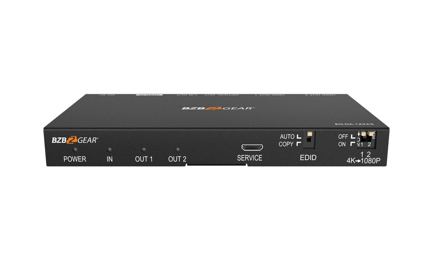BZBGEAR BG-DA-1X2AS 1x2 4K UHD HDMI Splitter with Down-Scaler w/Digital and Analog Audio Output