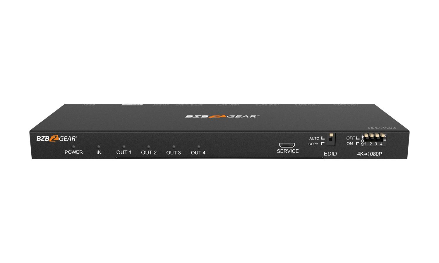 BZBGEAR BG-DA-1X4AS 1x4 4K UHD HDMI Splitter with Down-Scaler w/Digital and Analog Audio Output