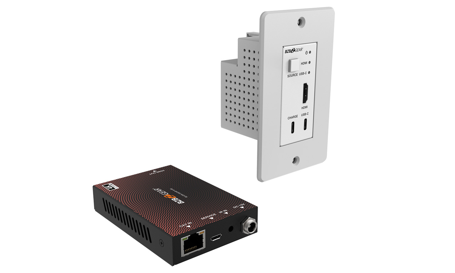 BZBGEAR BG-EXH-50UWP-W 4K UHD 18Gbps HDMI/USB-C Wall Plate Transmitter 