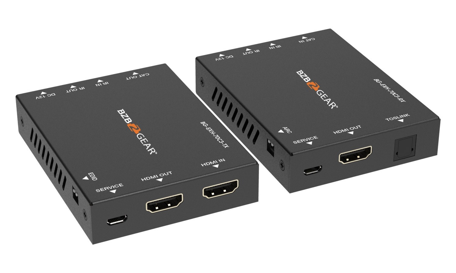 BZBGEAR BG-EXH-70C3 4K UHD HDMI Extender with Bi-directional IR/PoC/ARC and  Audio De-embedding up to 230ft