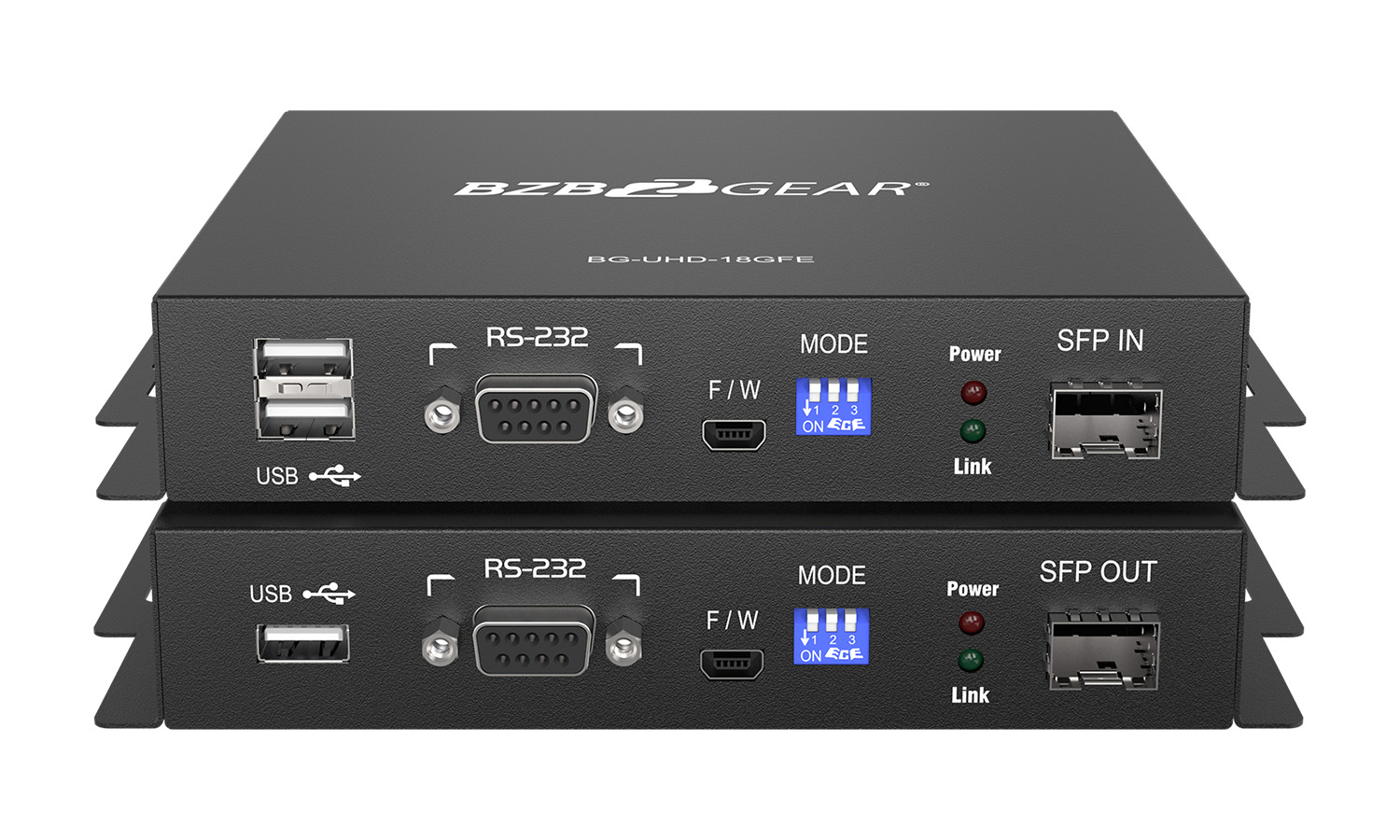 BZBGEAR BG-UHD-18GFE 4K HDMI USB KVM Extender Kit over Fiber with HDR, 2-Way IR 