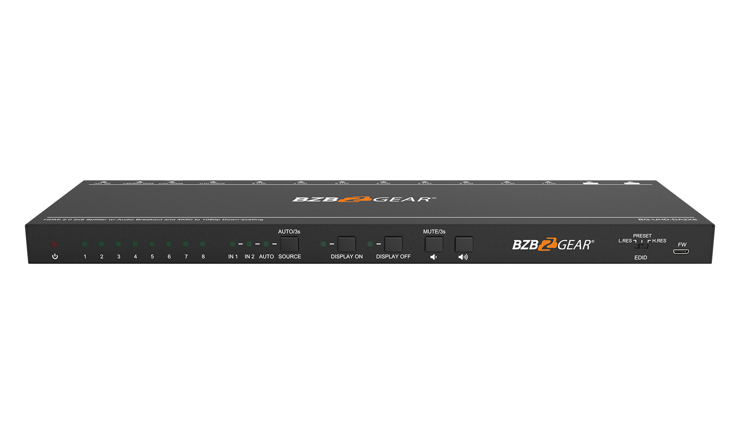 BZBGEAR BG-UHD-DA2X8 2x8 4K UHD HDMI Splitter/Distribution Amplifier with CEC Turn On/Off TV