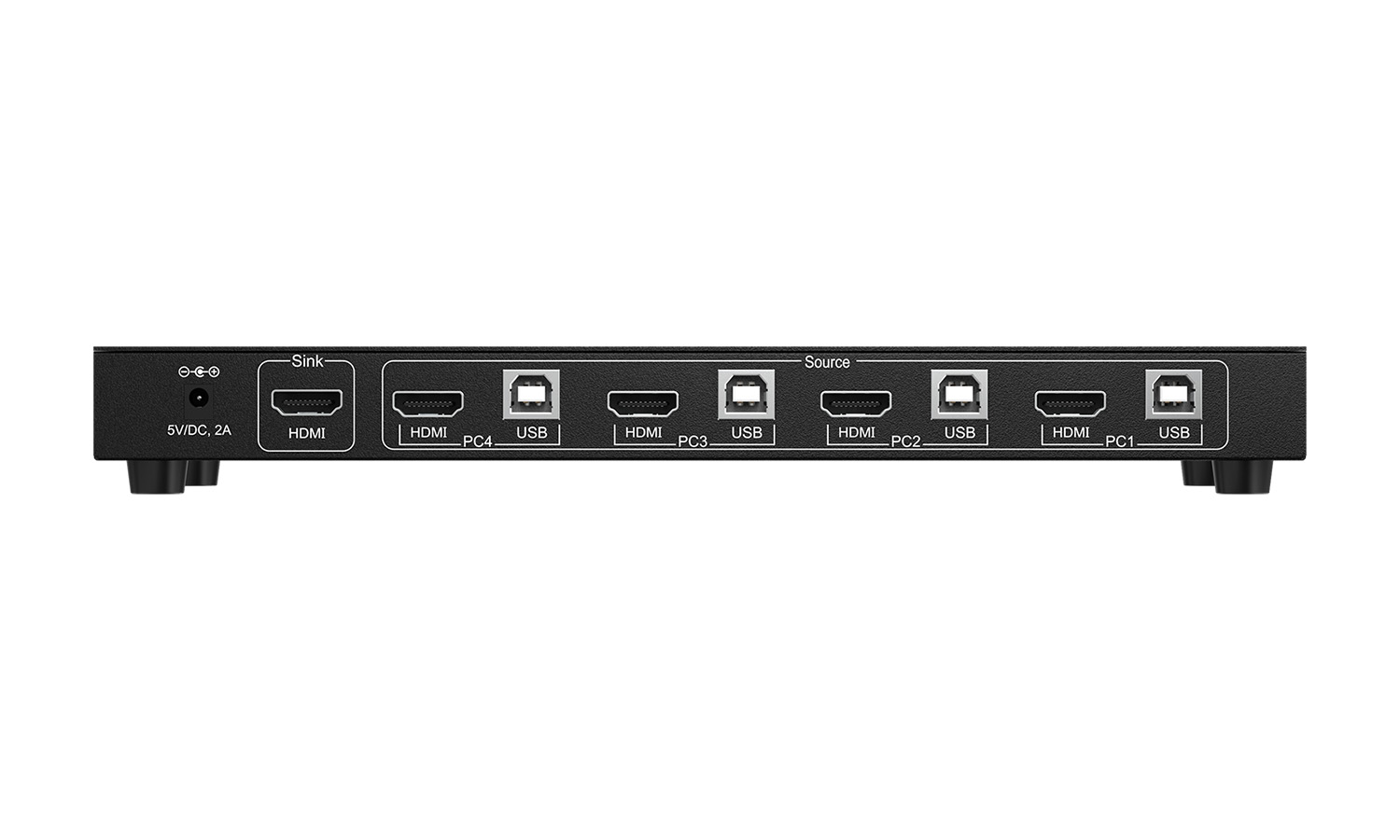 BZBGEAR BG-UHD-KVM41A 4X1 KVM Switch with USB2.0 Ports for Peripherals and 3.5mm Jacks for Audio Support