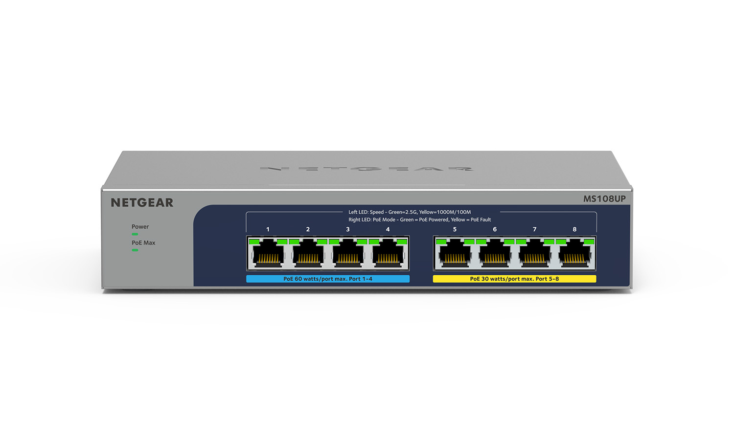 BZBGEAR NET-00HN43 Netgear 8-port Ultra60 PoE   Multi-Gigabit (2.5G) Ethernet Plus Switch 230 W PoE Budget (MS108UP-100NAS)