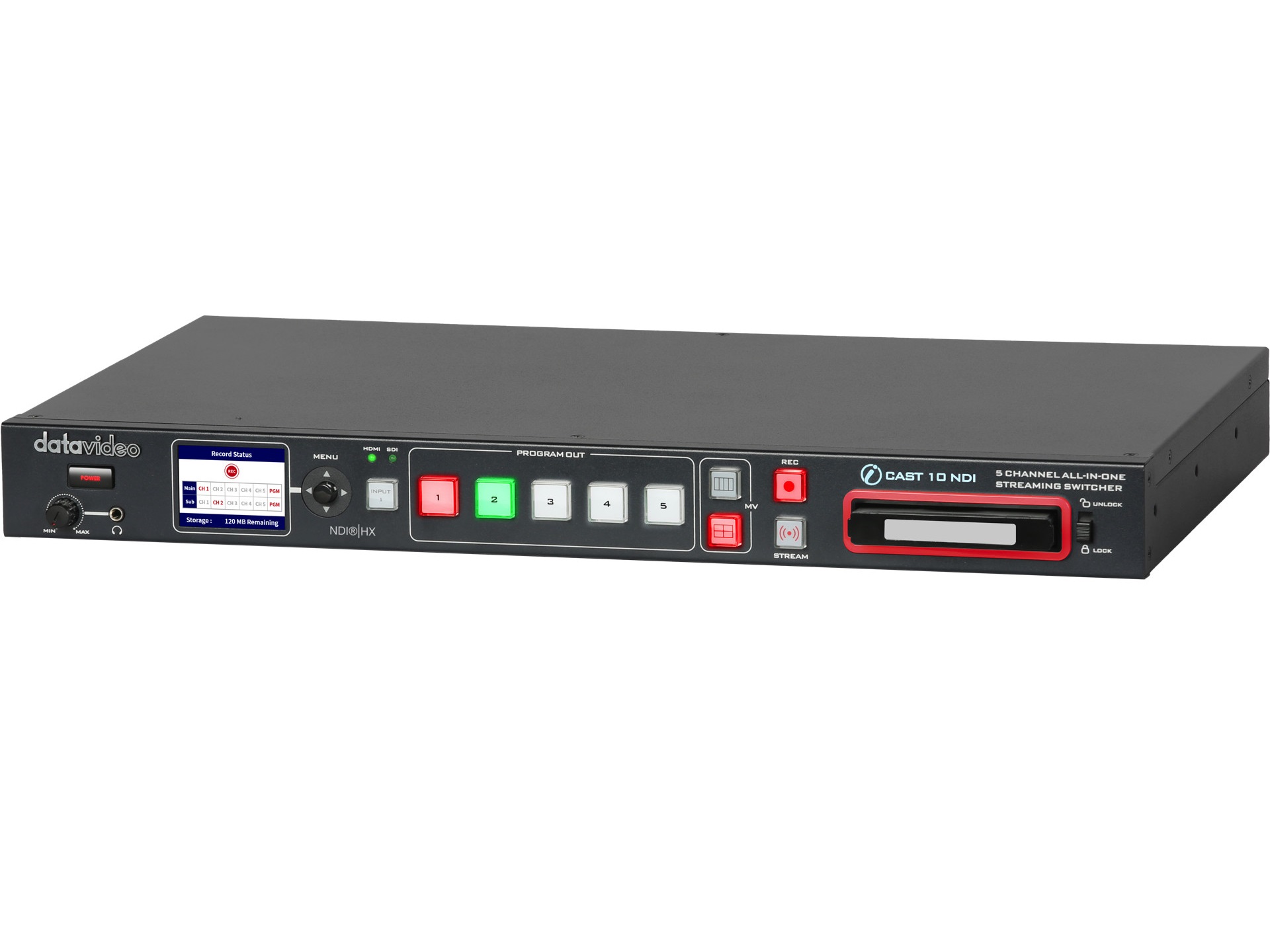 Datavideo iCast 10NDI 5 Channel 1080p All-In-One Switcher with Built-In Streaming Encoder and Recorder