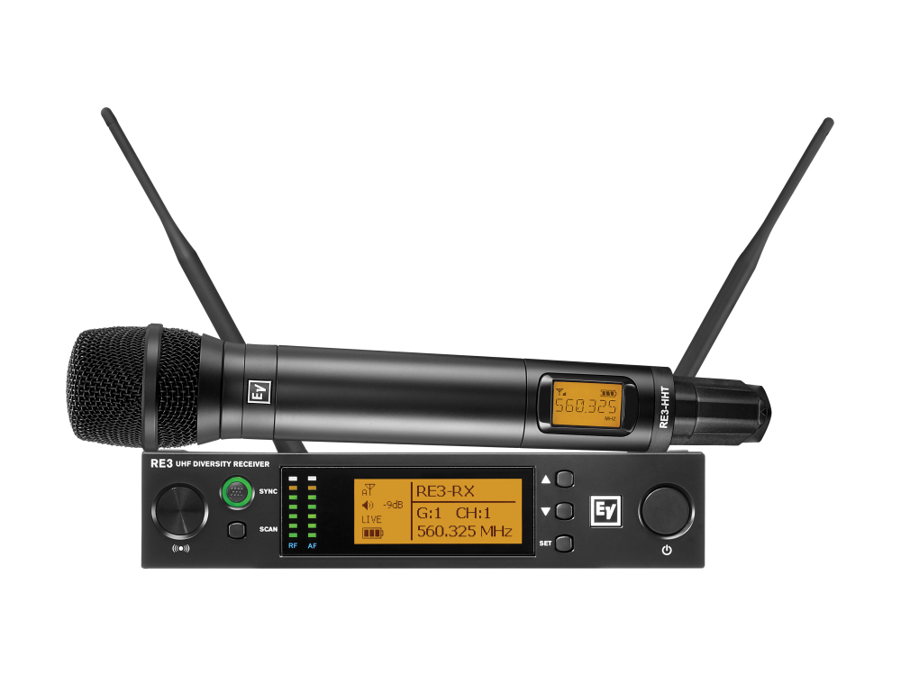 Electro-Voice RE3RE4205H UHF Wireless Extender (Transmitter/Receiver) Set with RE420 Condenser Cardioid Mic/560-596MHz