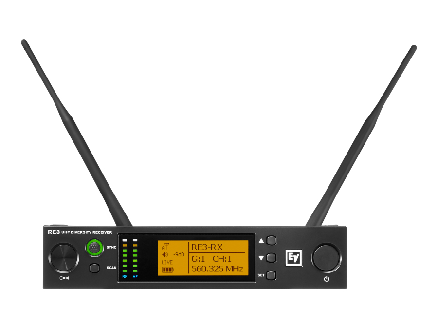 Electro-Voice RE3RX5H UHF Wireless Half Rack Space Diversity Extender (Receiver) with LCD/560-596MHz