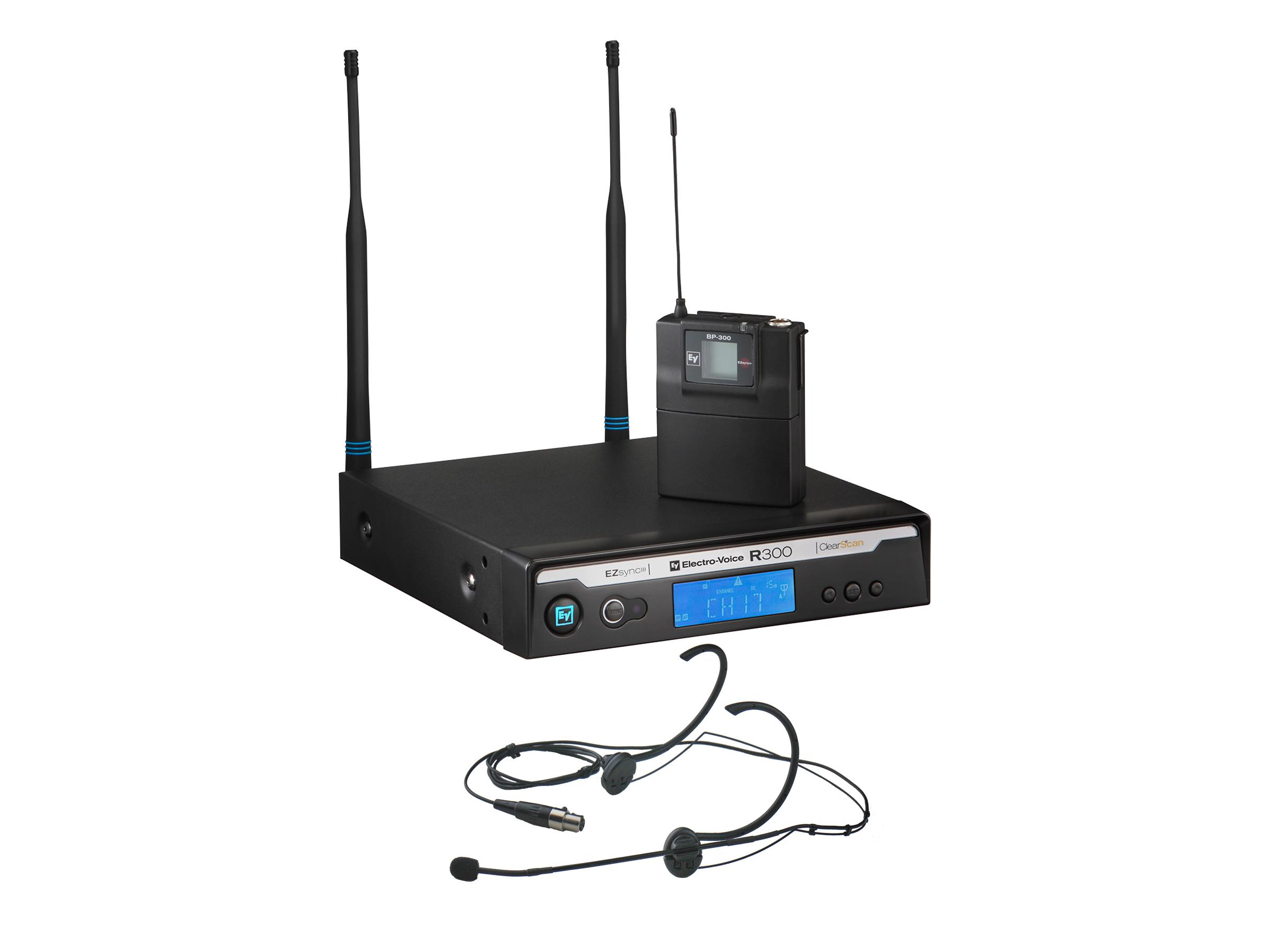 Electro-Voice R300EC R300 Series Wireless Head Worn HM-3 Microphone System C-Band/516-532 MHz