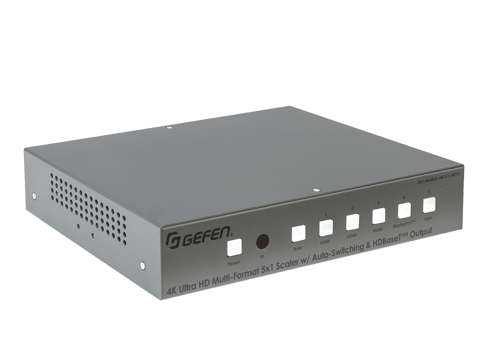 Gefen EXT-4K600A-MF-51-HBTLS 4K Ultra HDMI/DisplayPort/VGA 600 MHz Multi-Format 5x1 Scaler with Auto-Switching/HDBaseT Outputs
