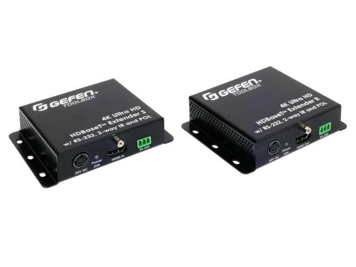 Gefen GTB-UHD-HBT 4K Ultra HD HDBaseT Extender (Sender/Receiver) Kit over One CAT-5 with RS-232/2-Way IR/Bi-Directional POL