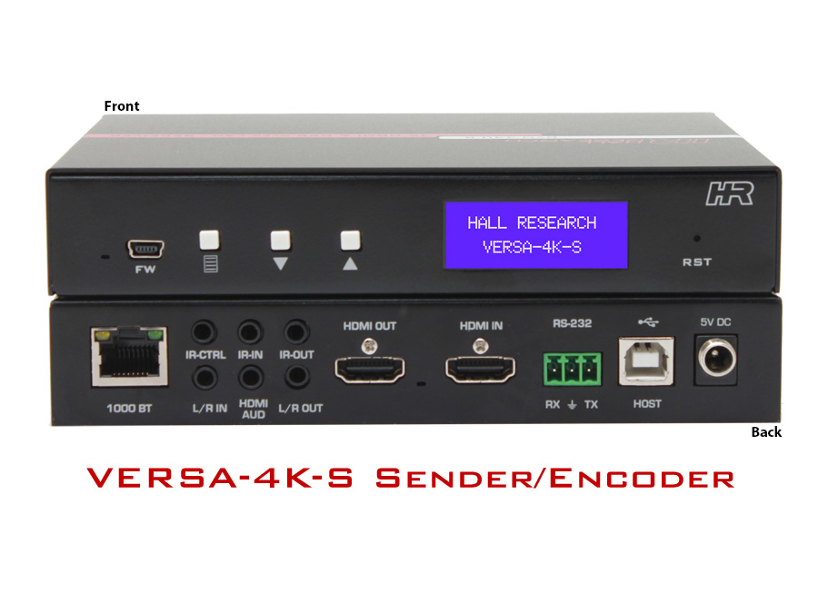 Hall Research VERSA-4K-S 4K Video and USB Extender (Transmitter) for Point-to-Point or Matrix over IP