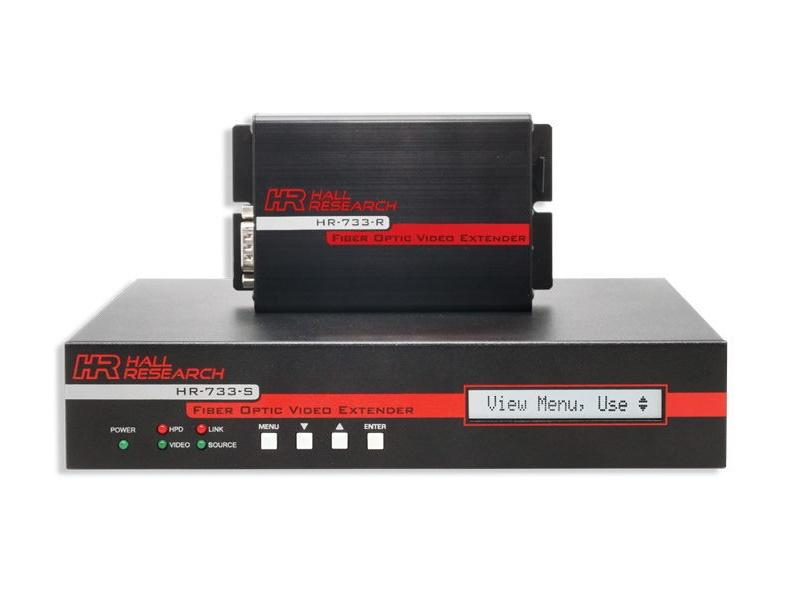 Hall Research HR-733 HDMI/DVI/VGA/Audio/RS-232 Over Fiber Extender (Transmitter/Receiver) Kit Switcher