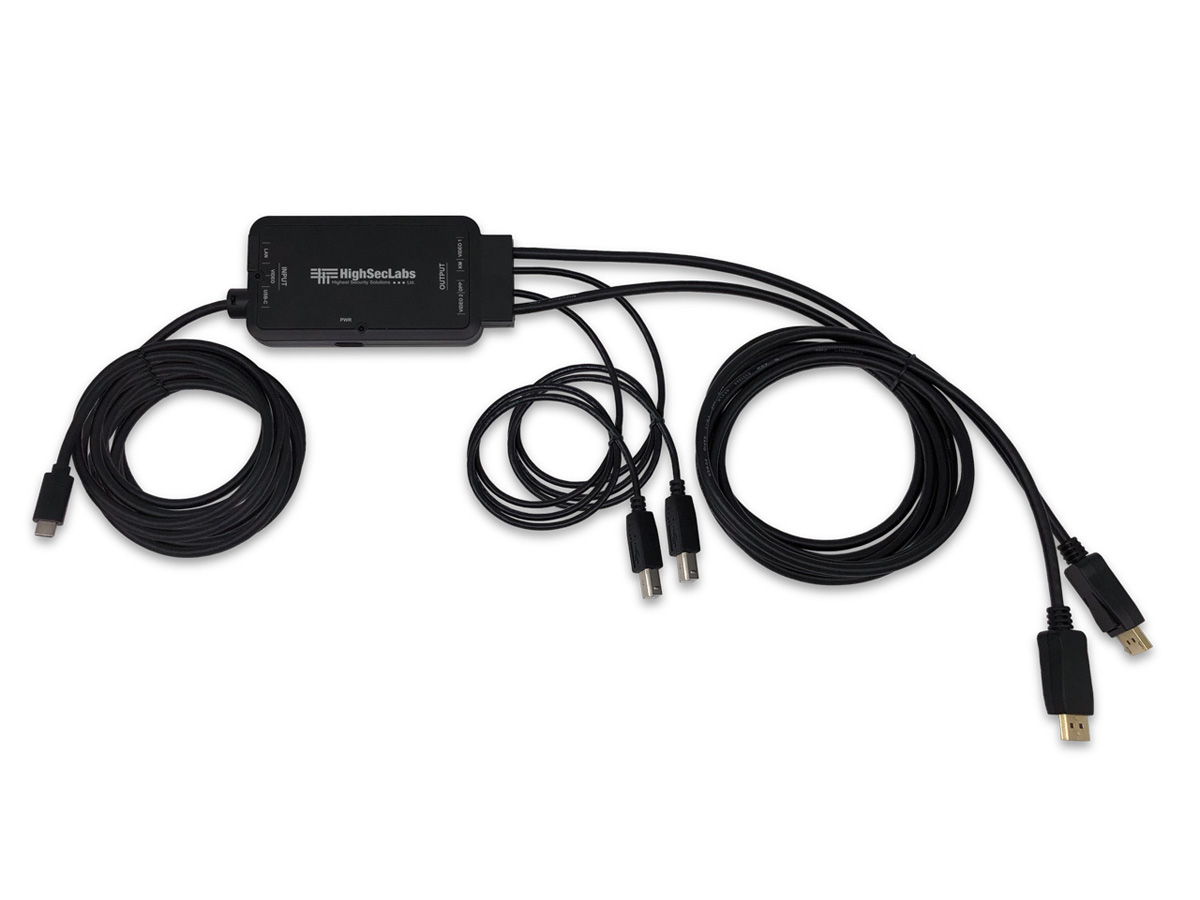 High Sec Labs DCBLN12CCL5M USB Type-C to DP Dual-Head Adapting Cable with LAN and PWR/5M Active USB Type-C Cable