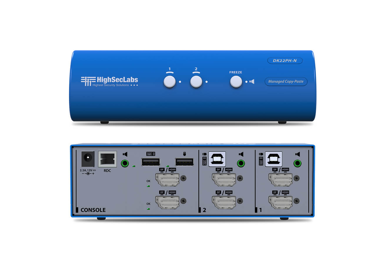 High Sec Labs DK22PH-N Commercial DH KVM Switch 2-Port DP/HDMI to DP/HDMI