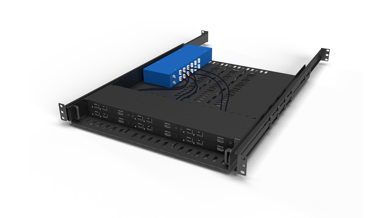 High Sec Labs RK-1U6-FI11H-M 1U 6-Slot HDMI KVM Isolator Rack Kit / Redundant PSU Port / 4K30