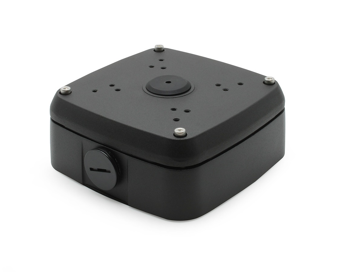 ICRealtime MNT-Junctionbox-4-B Black Outdoor Weather Proof Square Junction Box for IP Bullet Cameras and 4 Hold Pattern Mini Domes