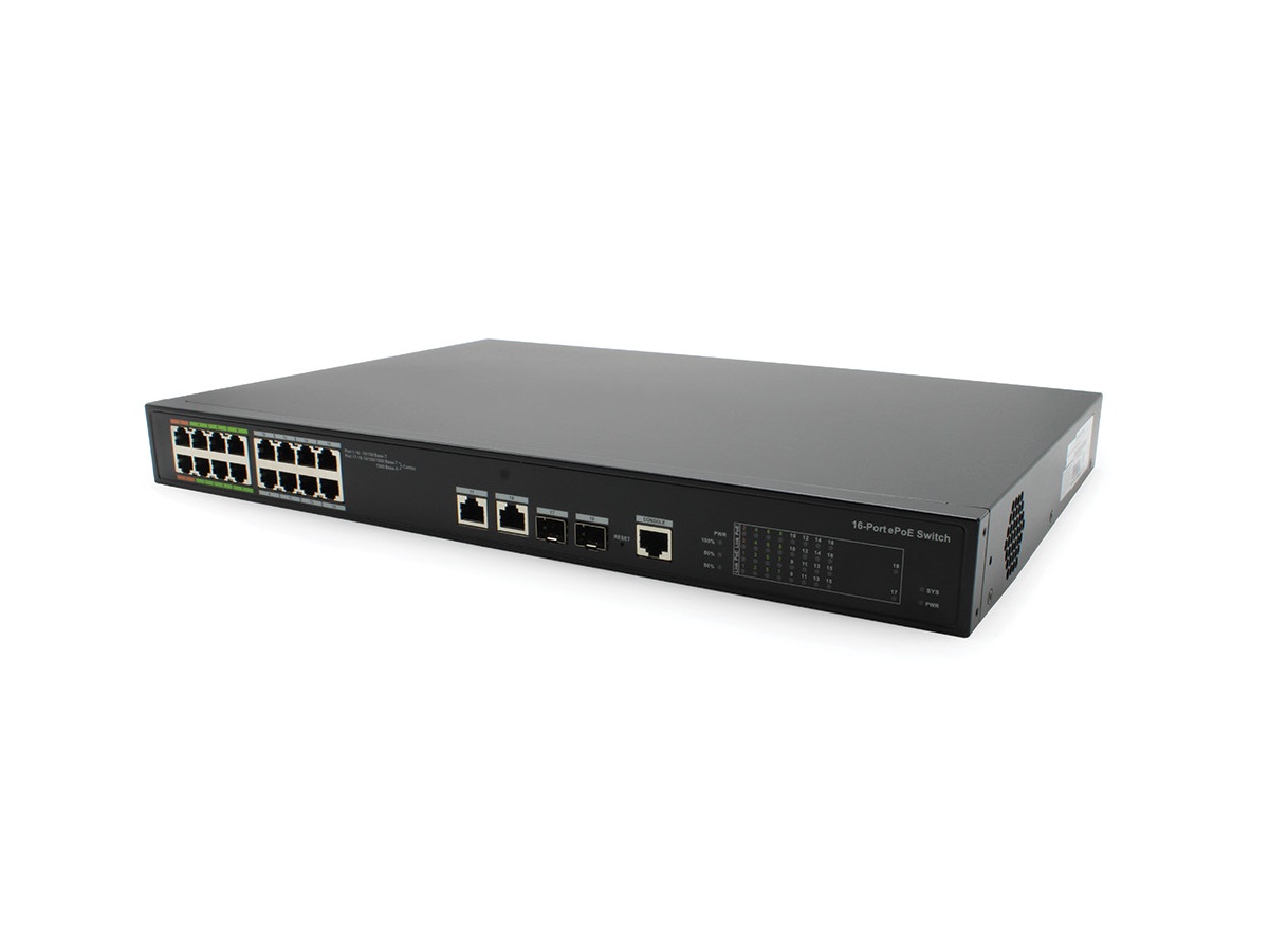 ICRealtime PWR-EPOE-16-V2 Layer-Two Web-Managed EPoE Switch/Supports Long-Distance PoE Transmission Up to 800m with EPoE Technology
