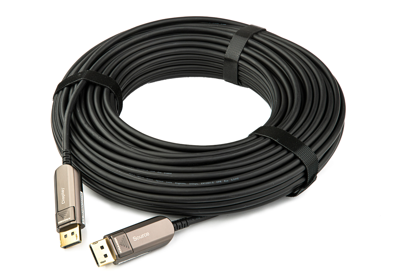 Kramer CP-AOCDP/UF-197 DisplayPort 1.4 Active Optical Cable 8K@60Hz / 32.4Gbps / 197ft Plenum