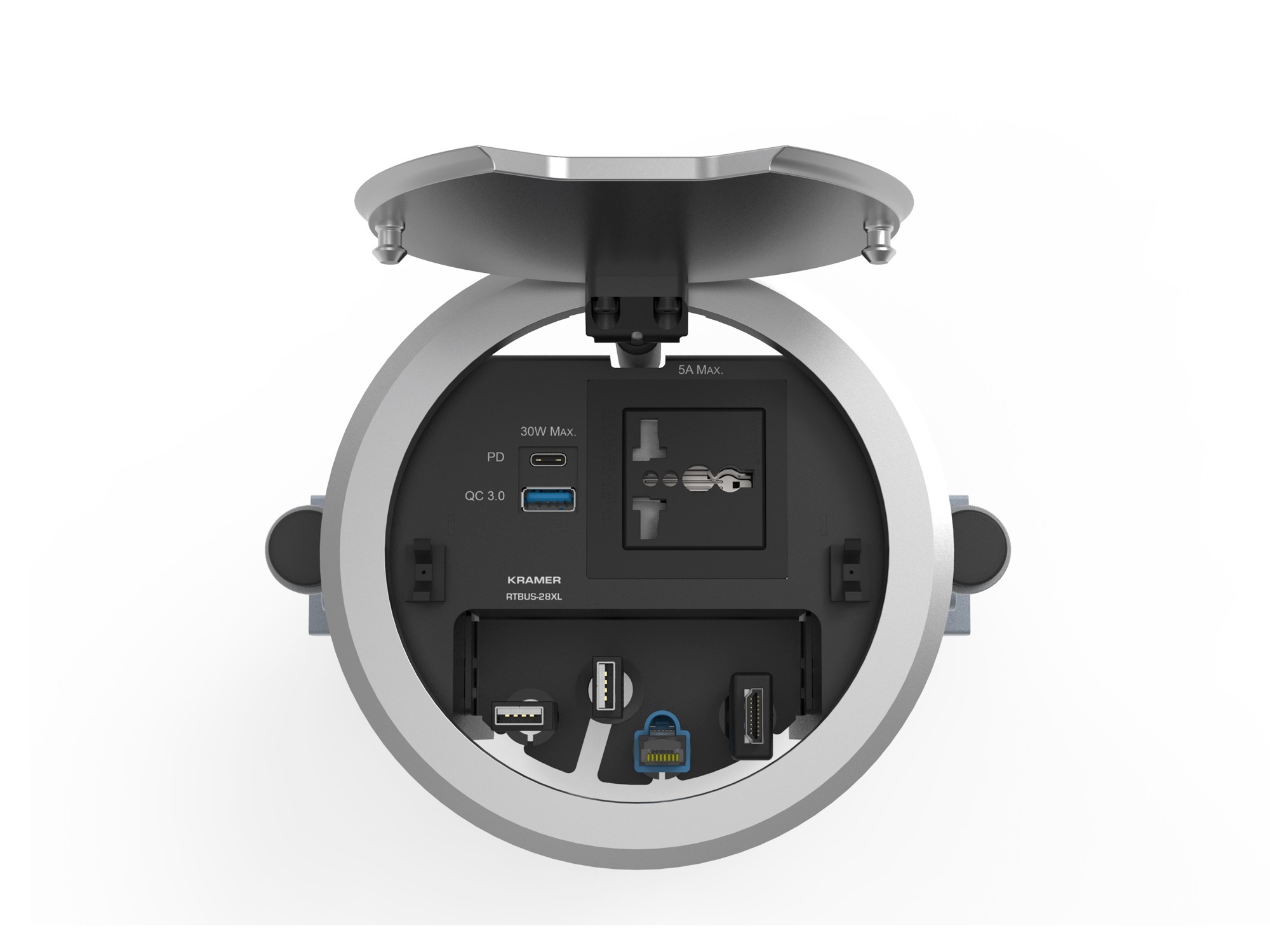 Kramer RTBUS-28XL Round Table Connection Bus for Power Socket/USB Charging and Cable Pass-Throughs