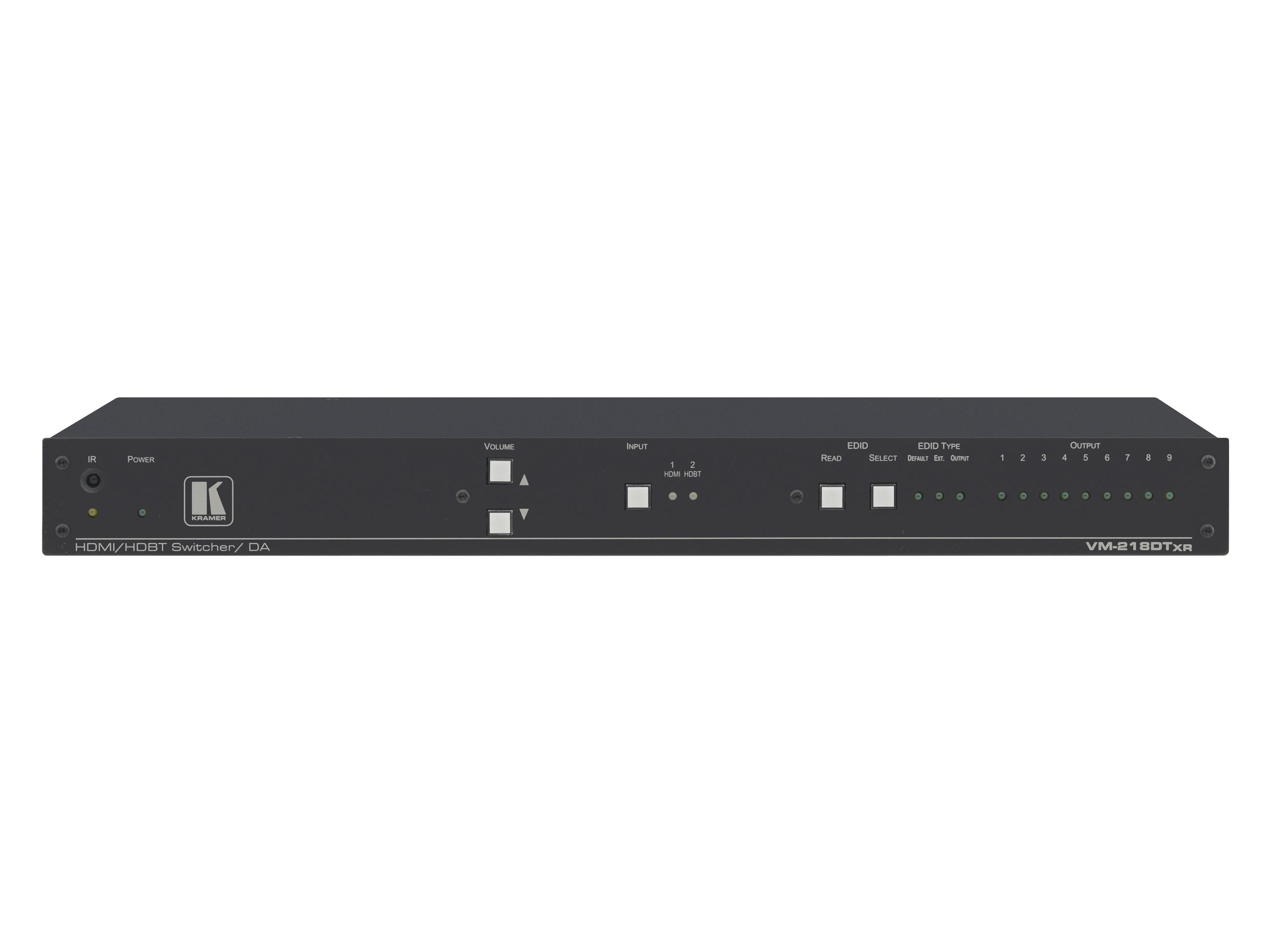 Kramer VM-218DTXR 2x1(8) 4K60 HDMI and HDBaseT Switchable DA/Ethernet/RS-232/Audio