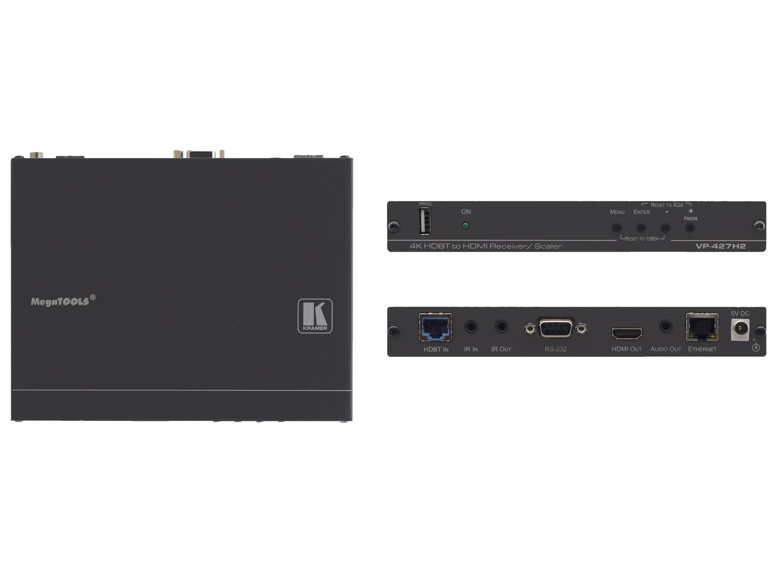 Kramer VP-427H2 4K60 4x4x4 HDMI HDCP 2.2 Receiver/Scaler with Ethernet/RS-232/IR/Stereo Audio