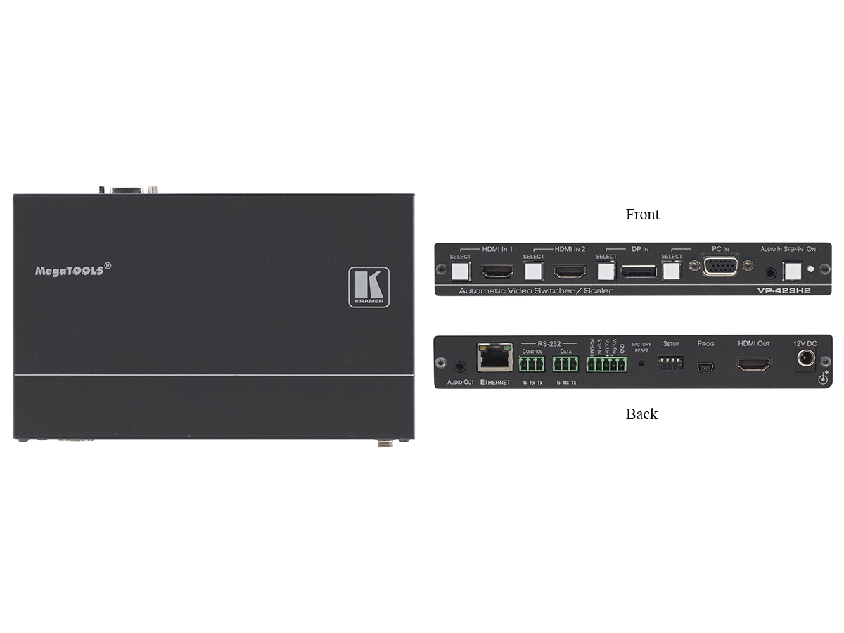 Kramer VP-429H2 4K60 HDCP HDMI/DP/VGA Switcher/Scaler with RS-232